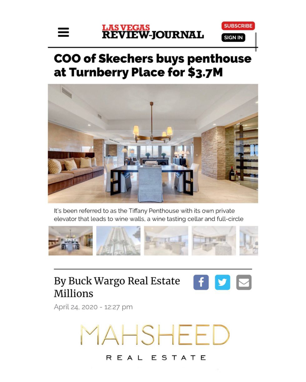 Skechers COO purchases luxury Las Vegas real estate Turnberry Place Penthouse #3301 for $3.7M