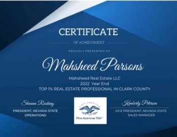 2022 Year End TOP 1% Real Estate Professional in Clark County